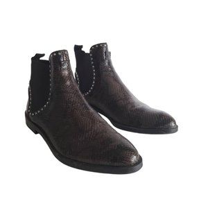 Zara Flat Ankle Boots Snakeskin Stud Boots Size 39